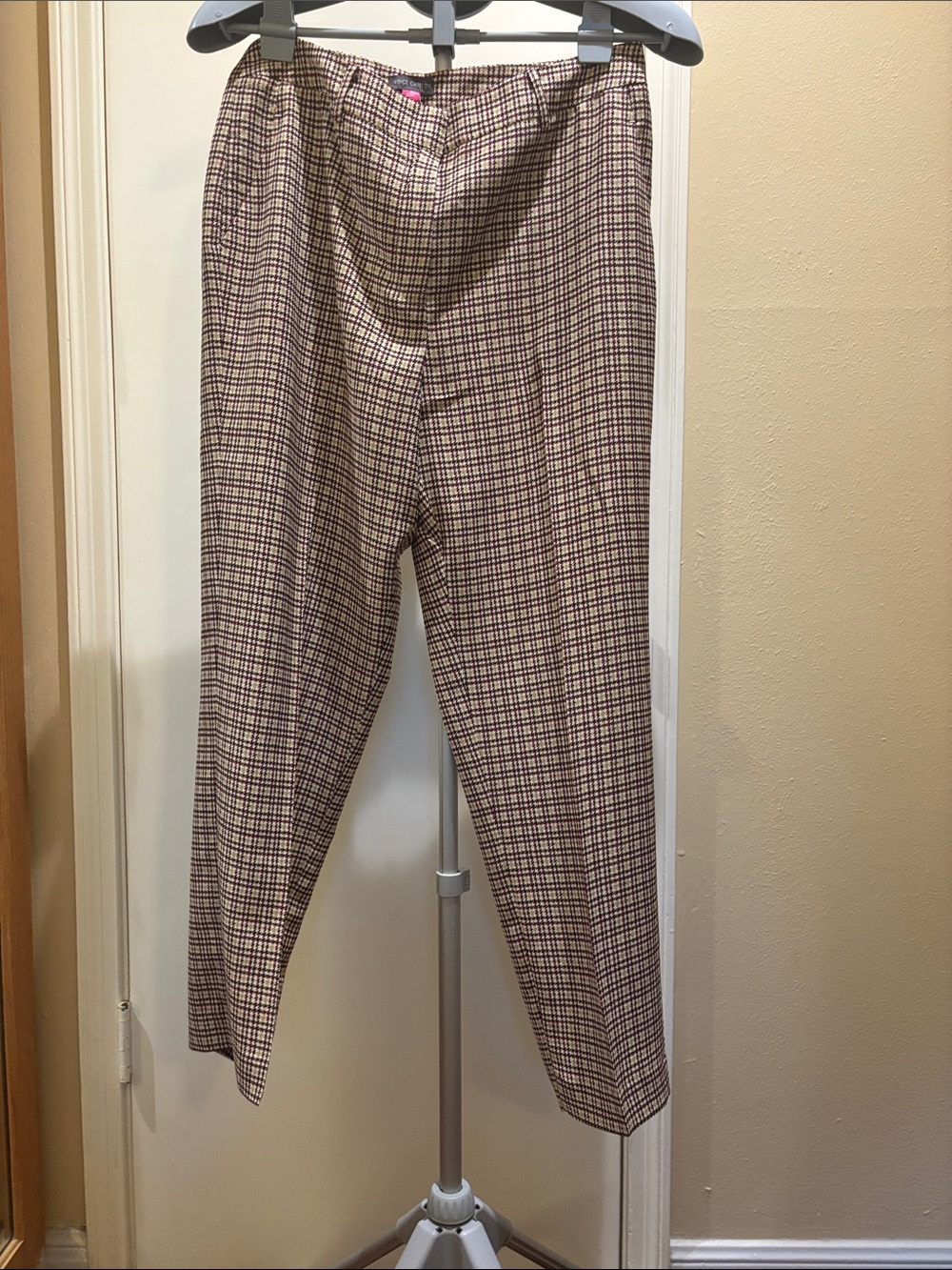 Vince Camuto Tan and Brown Micro-Check Chino Pants